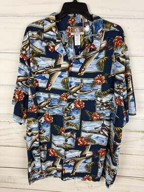 Kalaheo WW2 Military Fighter Planes Hawaiian Aloha Shirt 3XL
VTG